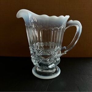 Mosser Glass French Opalescent Eyewinker Opaque Heavy Water Pitcher Glass